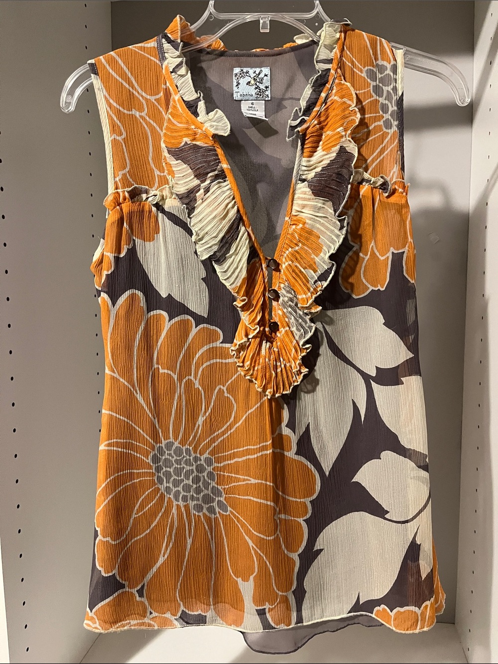 Tabitha Orange Floral Ruffle Tank Top